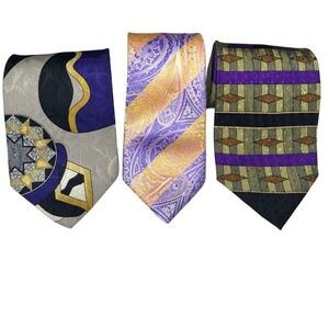 Lot 3 Vintage 90s Silk Ties Bold Geometric Jason Palani Vogue Florence Designer‎